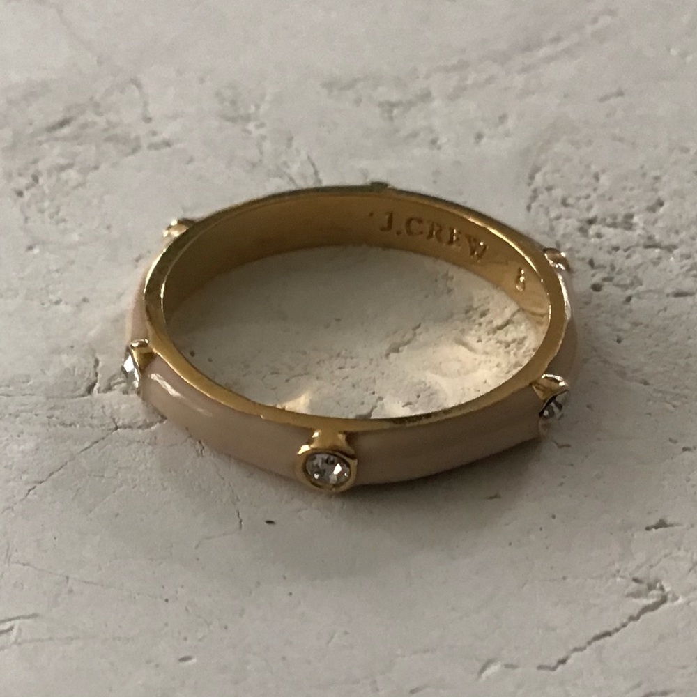 j crew. enamel, gold and rhinestone ring.